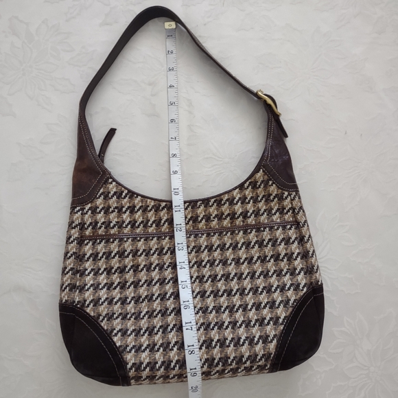 Coach leather tweed plaid tartan hobo bag shoulder handbag vintage - Picture 2 of 11